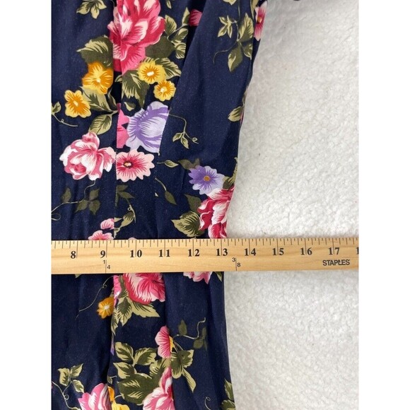 Maggy London Vintage 80s Dress Womens Size 10 Floral Fit & Flare Rayon Button Up - Picture 4 of 6